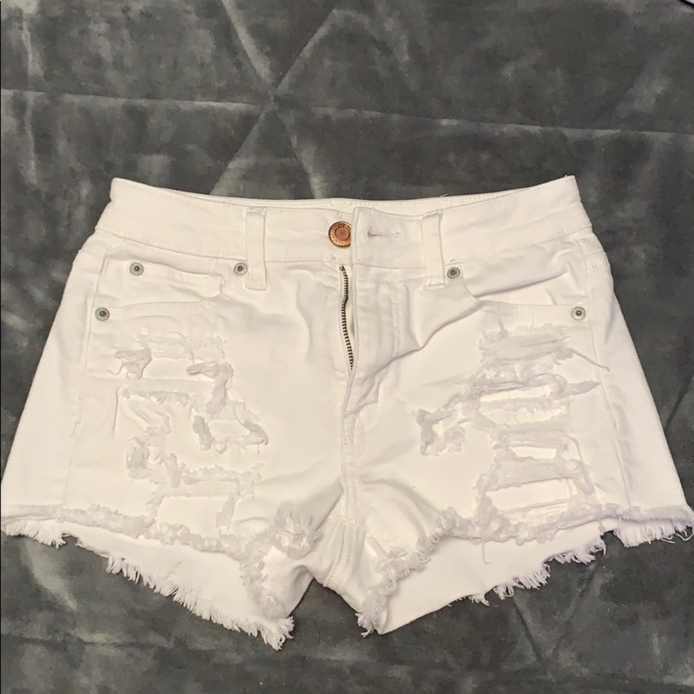 American Eagle White High Rise Denim Shorts